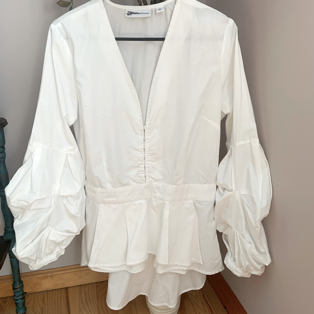Puff sleeve poplin shirt